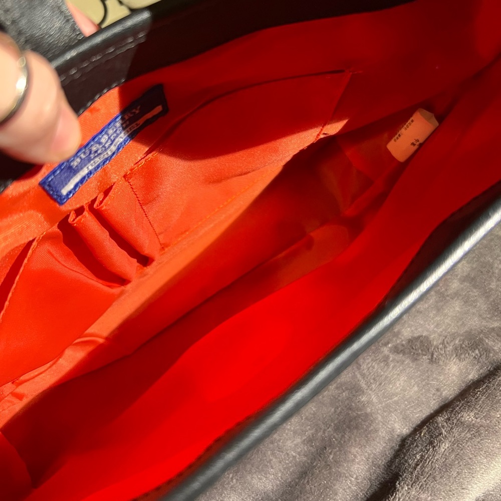 Rare Burberry Blue Signature Hobo striped vibrant colors w/black leather trim - Picture 6 of 15